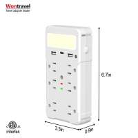 Electrical Outlet Wall Plate Plug Night Light Surge Protector 6 AC Outlet Extender Rack USB C Socket Shelf