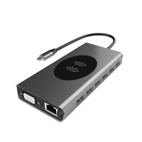 T2903 15 in 1 Wireless Charging Hub with 4K HDMI VGA Dual Card reader 4*USB2.0 3*USB3.0 Usb Hubs